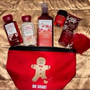 NEW Bath and Body Works Japanese Cherry Blossom Set + Free Zip Bag and Earrings